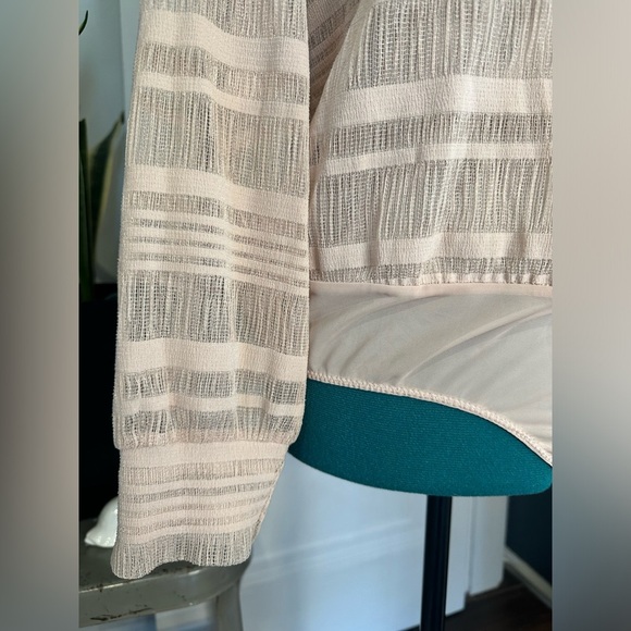 BCBGMAXAZRIA Pink Nude Semi-Sheer Long-sleeve Bodysuit - Picture 2 of 15